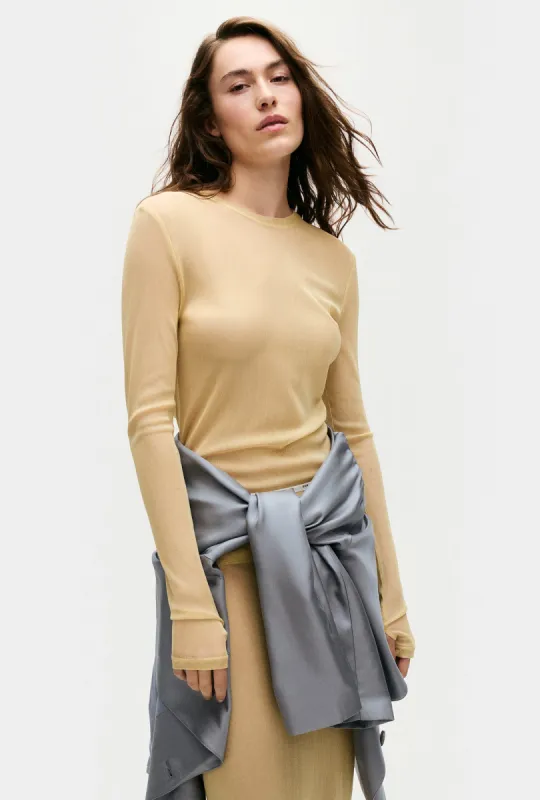 MESH LONG SLEEVE TOP SHELL sold by Silk Laundry