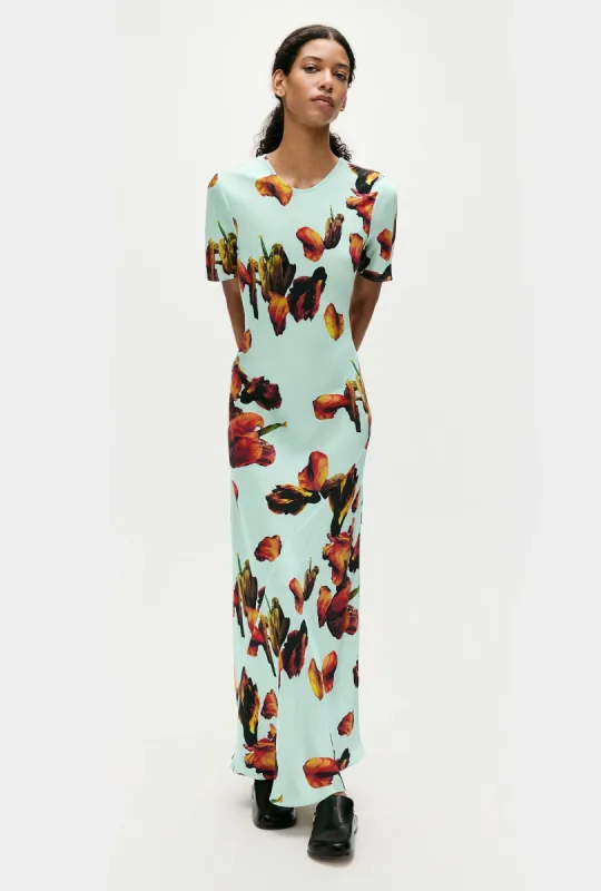 SHORT SLEEVE BIAS DRESS TULIPA DEW sold by Silk Laundry