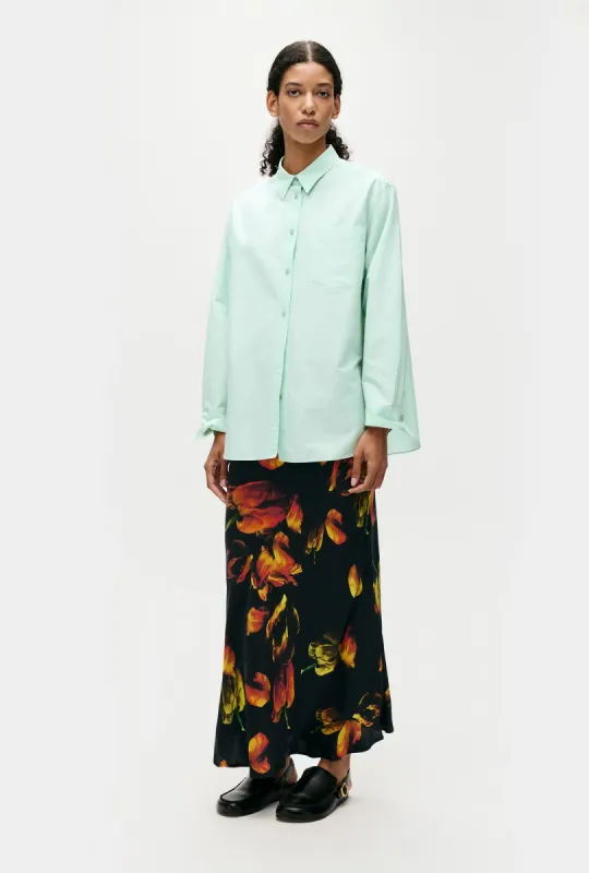COTTON SILK PLEATED YOKE SHIRT DEW sold by Silk Laundry