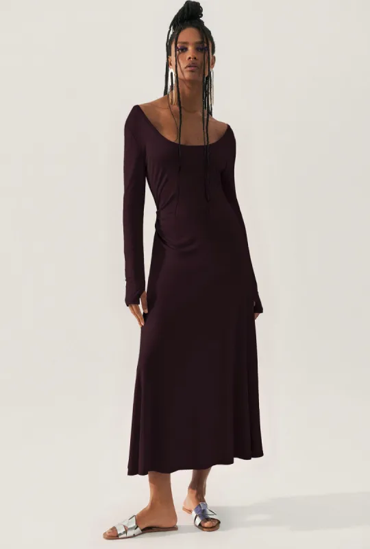 JERSEY LONG SLEEVE DRESS CACAO sold by Silk Laundry