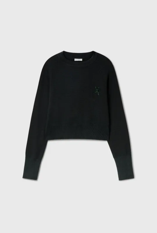 WOOL CROPPED CREWNECK BLACK sold by Silk Laundry