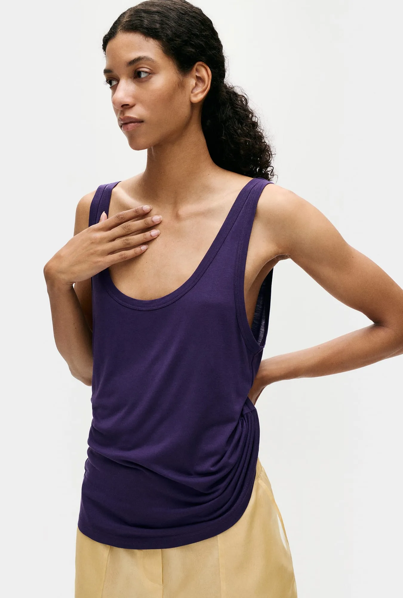 Jersey Modal Scoop Tank Nightshade sold by Silk Laundry product image thumbnail 4
