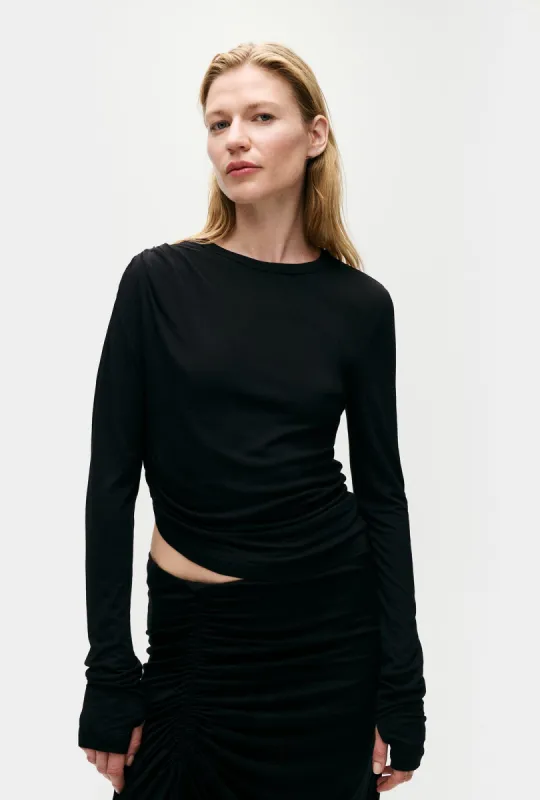 Jersey Modal Drape Top Black sold by Silk Laundry