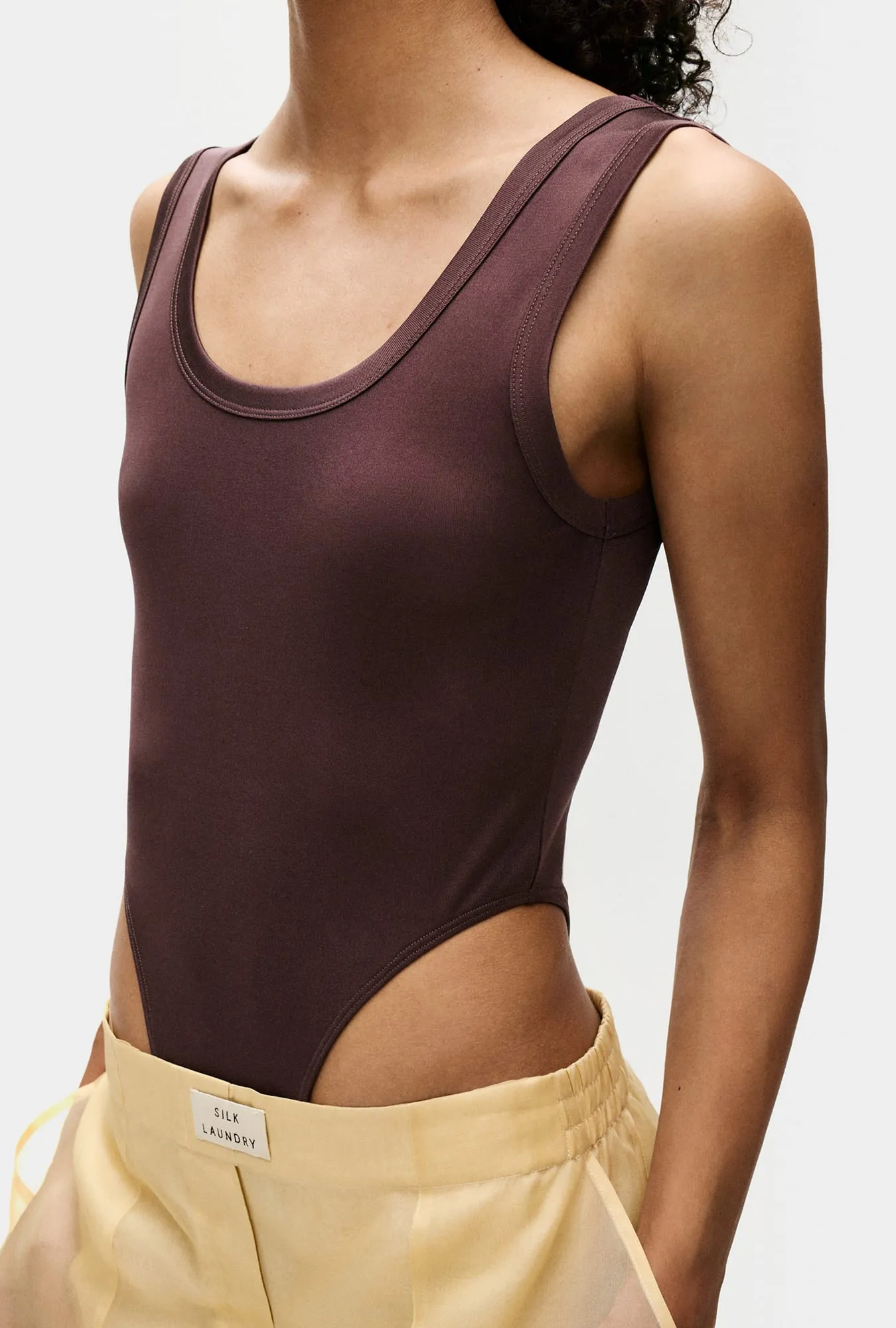 JERSEY MODAL CUTAWAY BODYSUIT CACAO sold by Silk Laundry product image thumbnail 4
