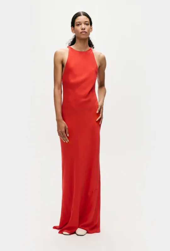 HIGH LOW DRESS GERANIUM sold by Silk Laundry