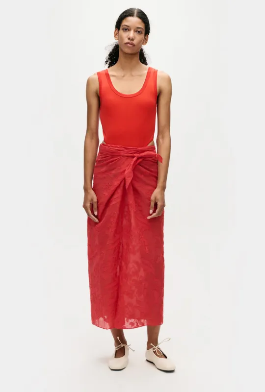 CLIP SILK WRAP SKIRT GERANIUM sold by Silk Laundry
