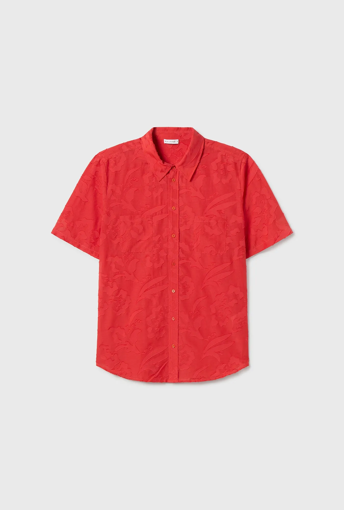 CLIP SILK SHORT SLEEVE BOYFRIEND SHIRT GERANIUM sold by Silk Laundry product image thumbnail 2