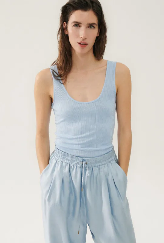 RIBBED TANK SKY sold by Silk Laundry