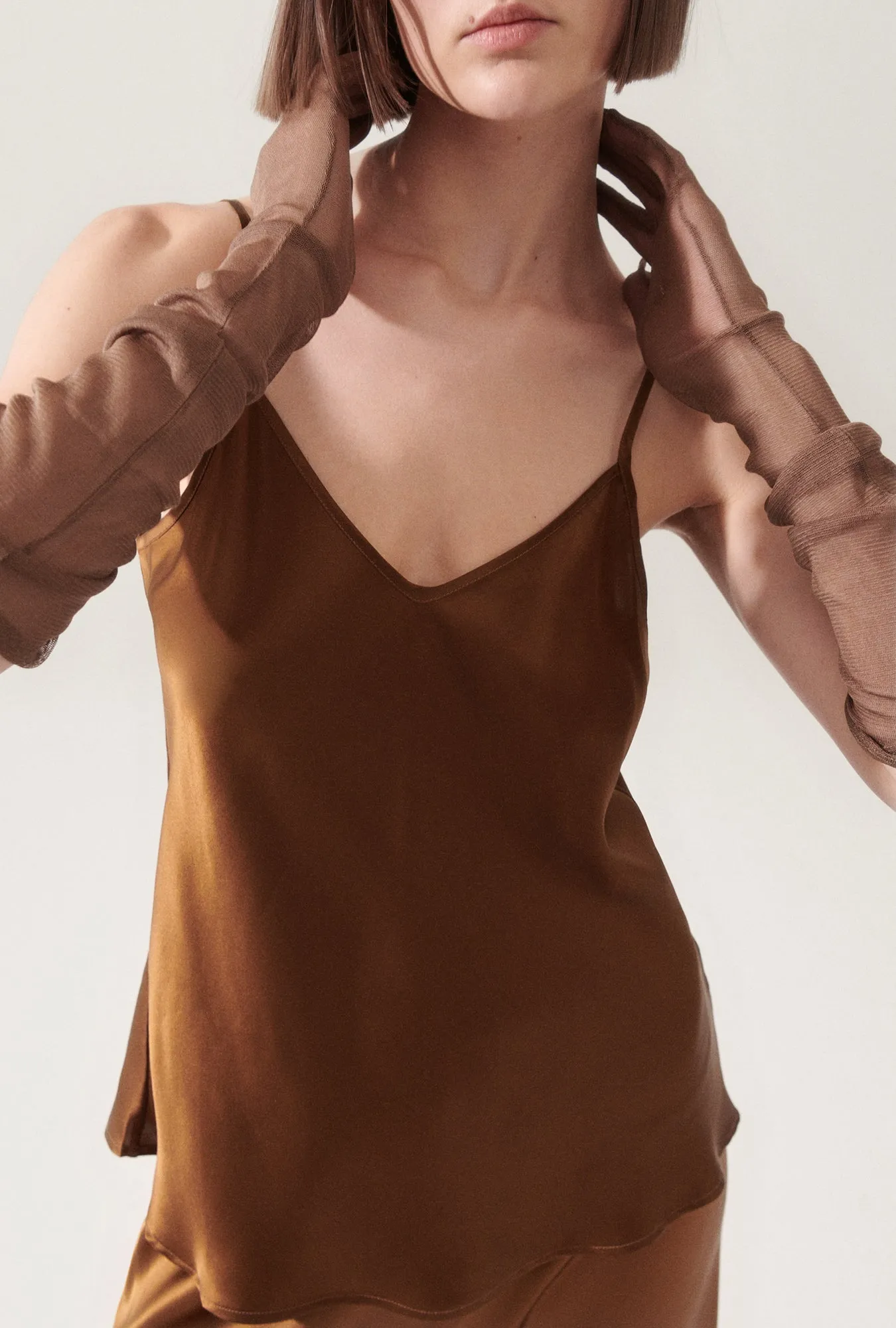 BIAS CUT CAMI VAN DYKE BROWN sold by Silk Laundry product image thumbnail 5