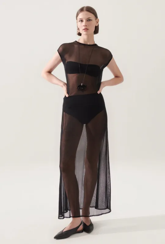 SILK MESH DRESS BLACK sold by Silk Laundry
