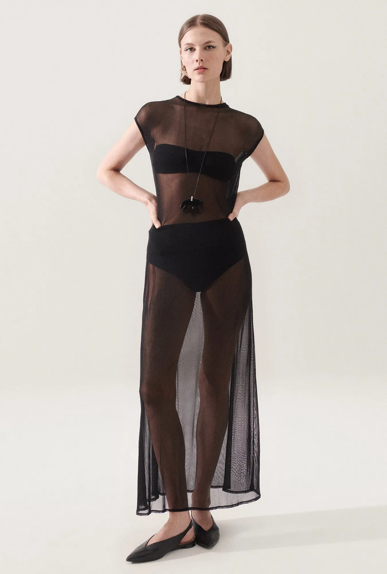 SILK MESH DRESS BLACK sold by Silk Laundry