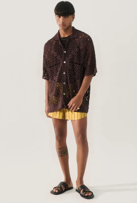 CROCHET GRANDPA SHIRT CACAO sold by Silk Laundry