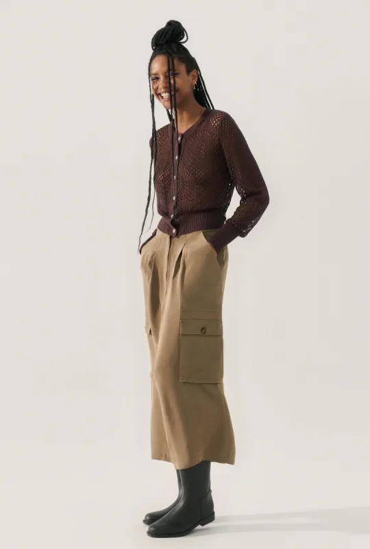 Crochet Cropped Cardigan Cacao sold by Silk Laundry