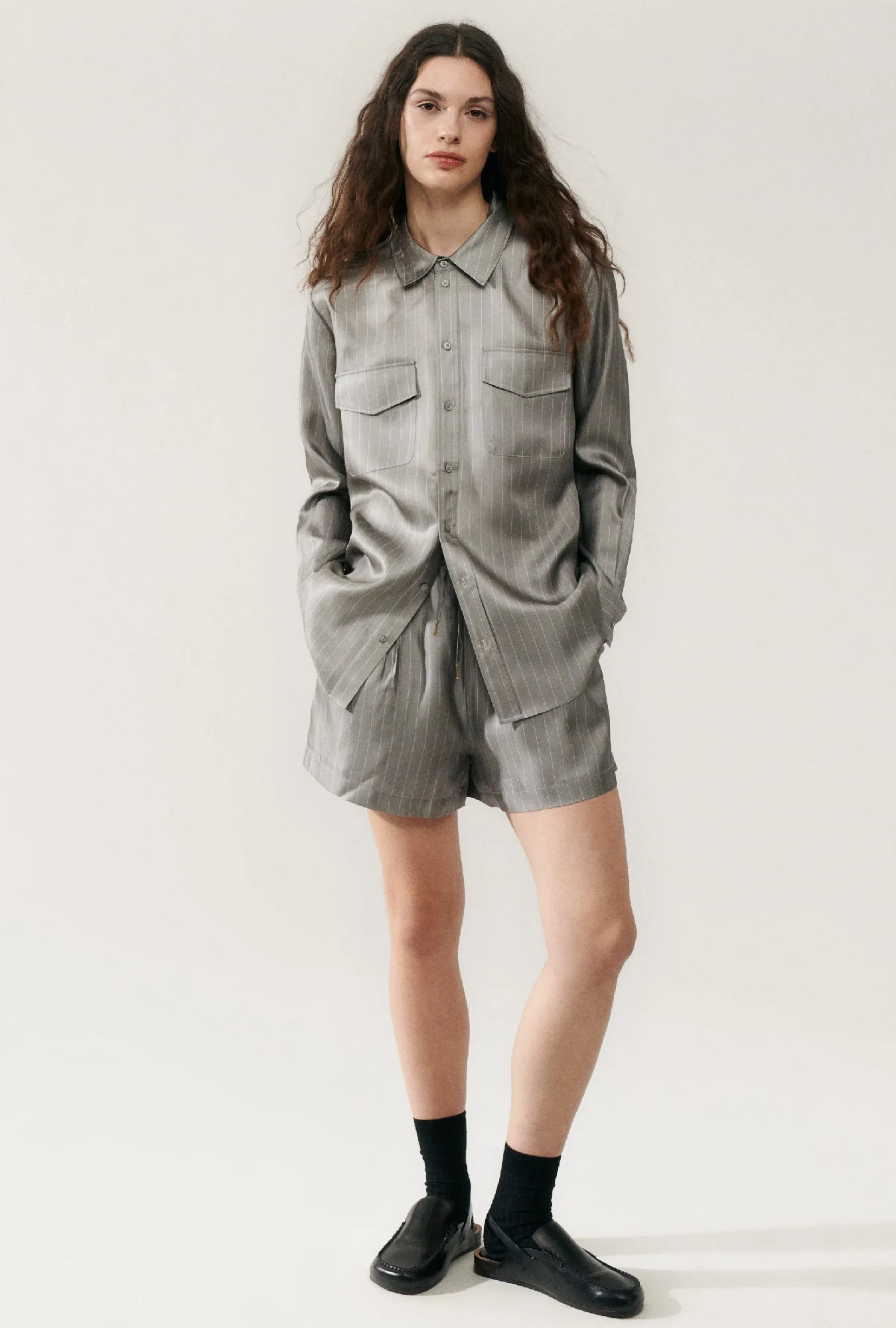 TWILL BOYFRIEND SHIRT MOON PINSTRIPE sold by Silk Laundry product image thumbnail 4