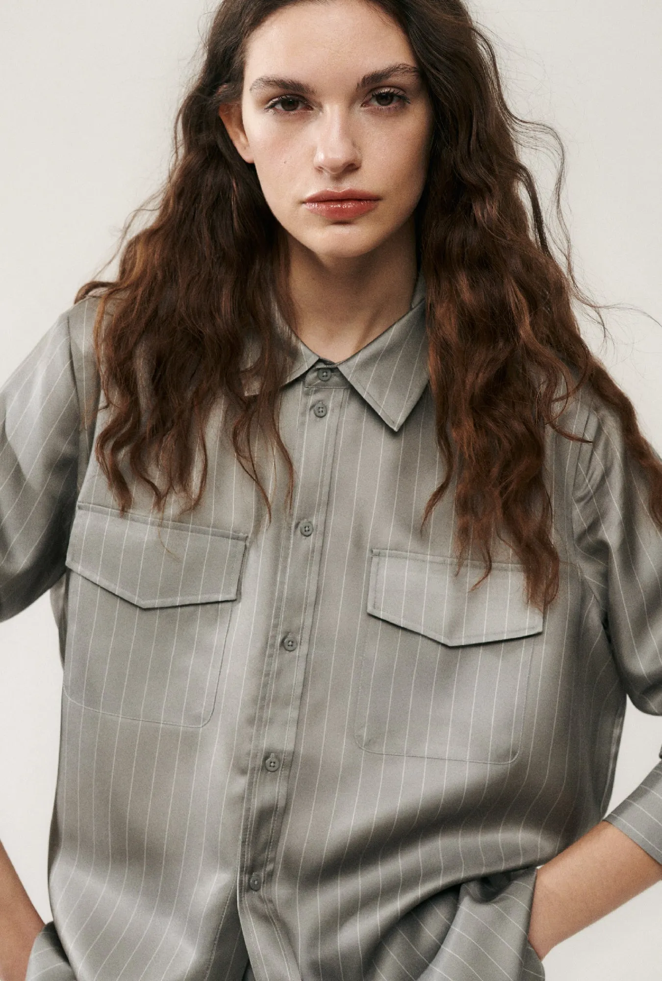 TWILL BOYFRIEND SHIRT MOON PINSTRIPE sold by Silk Laundry product image thumbnail 3