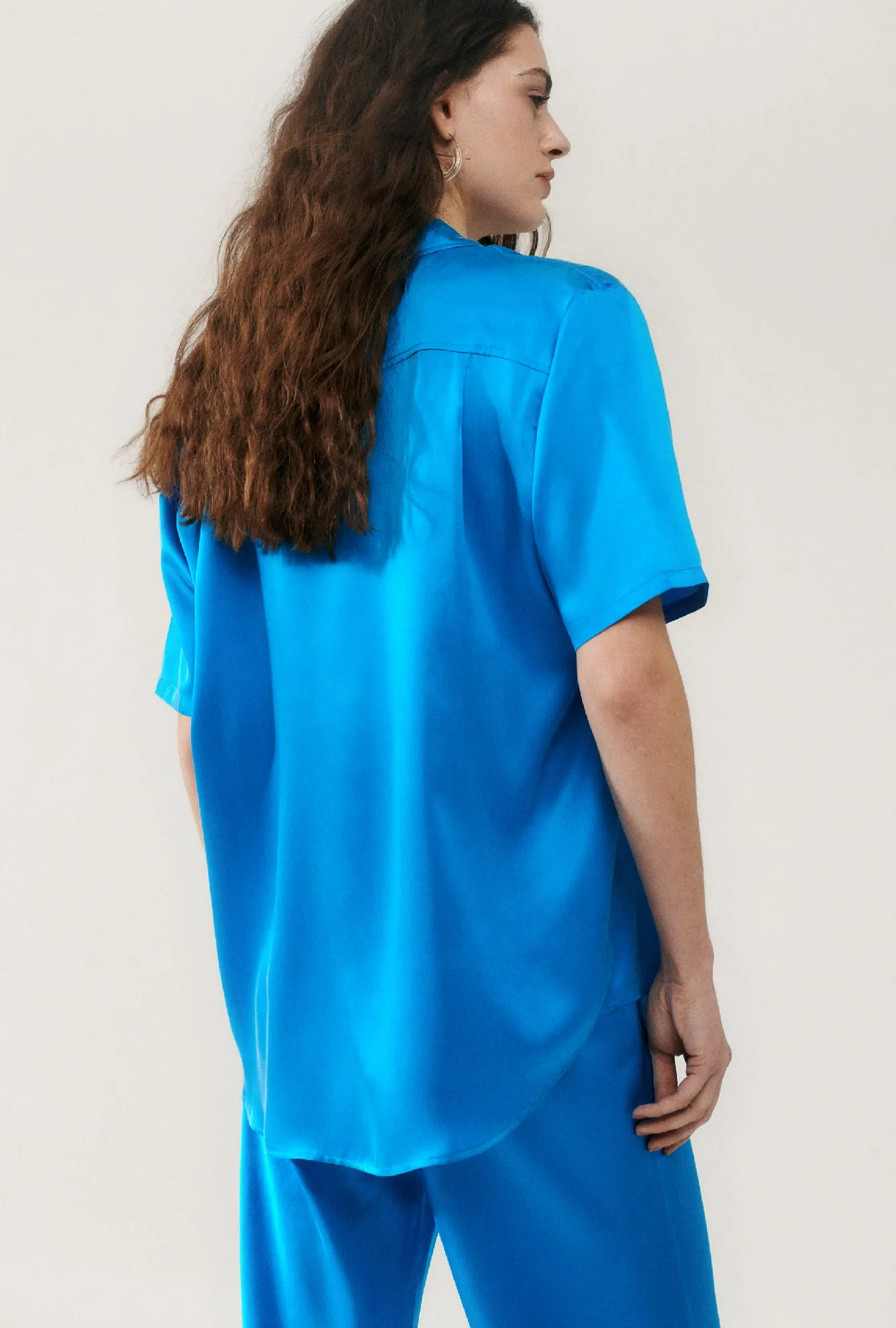 SHORT SLEEVE BOYFRIEND SHIRT COAST BLUE sold by Silk Laundry product image thumbnail 3