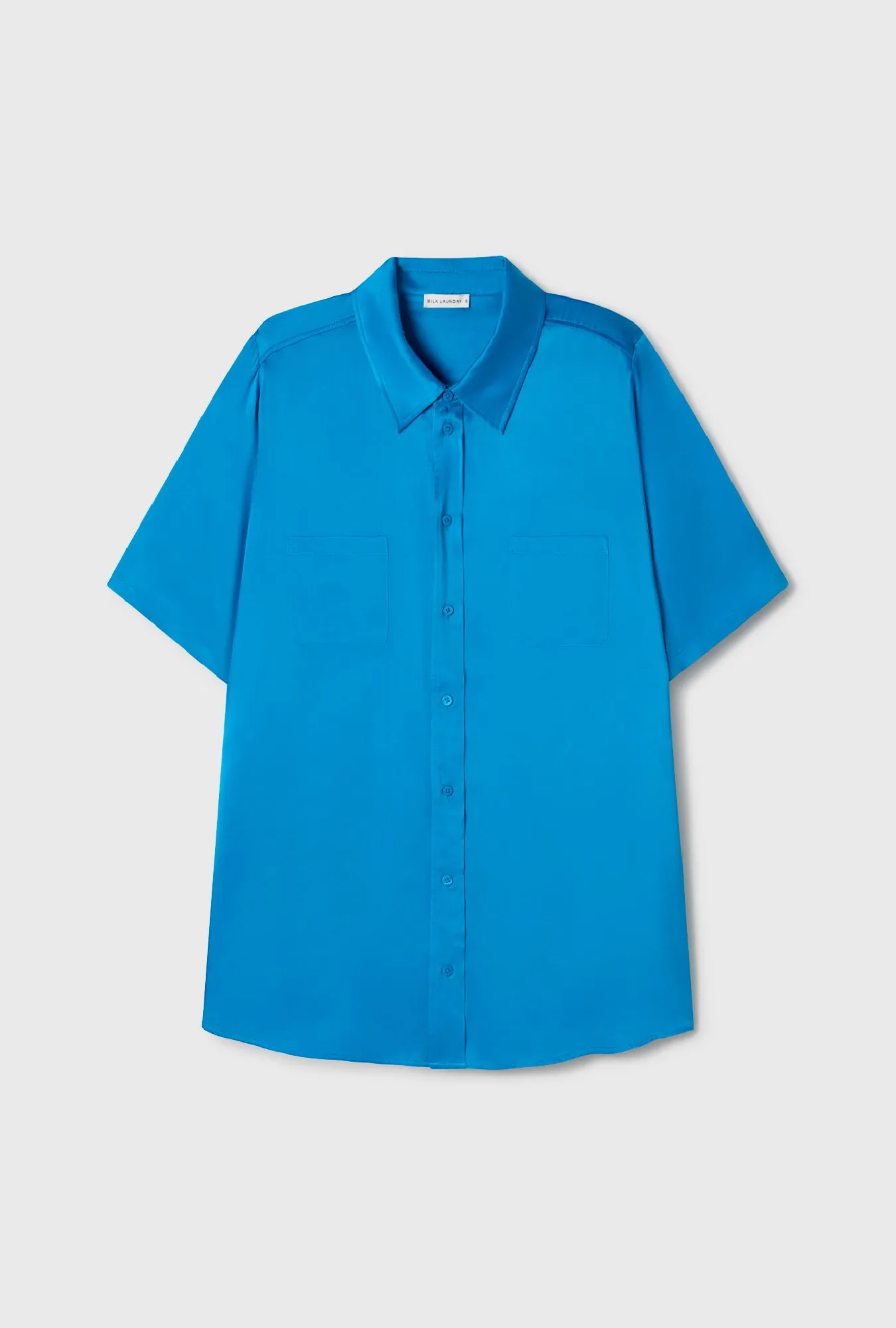 SHORT SLEEVE BOYFRIEND SHIRT COAST BLUE sold by Silk Laundry product image thumbnail 2
