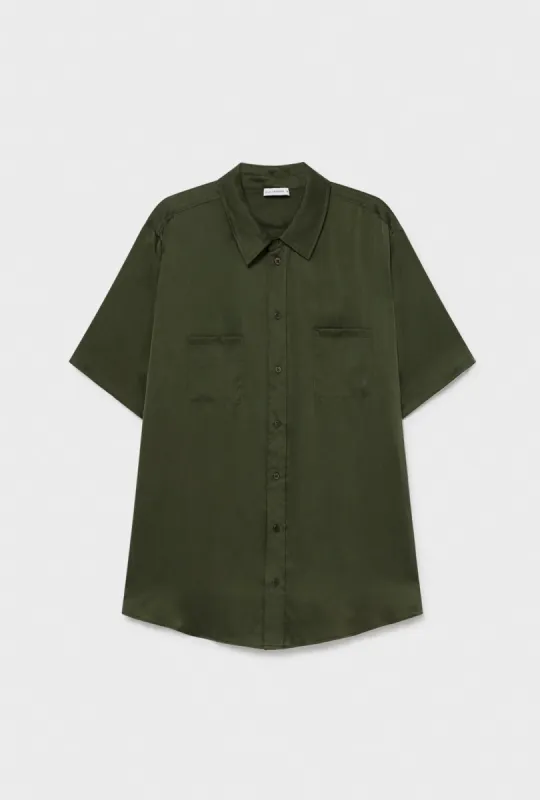 Short Sleeve Boyfriend Shirt Cedar sold by Silk Laundry