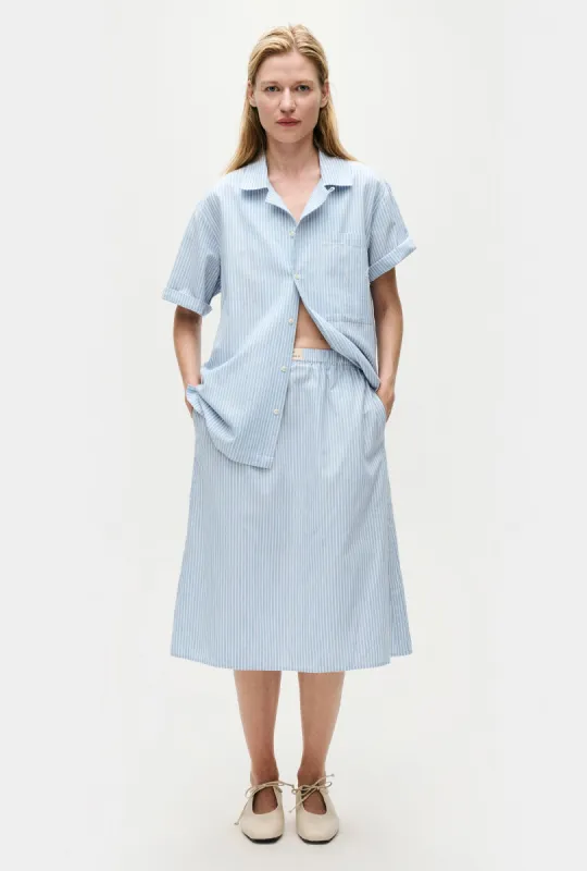 COTTON MIDI SKIRT STORM STRIPE sold by Silk Laundry