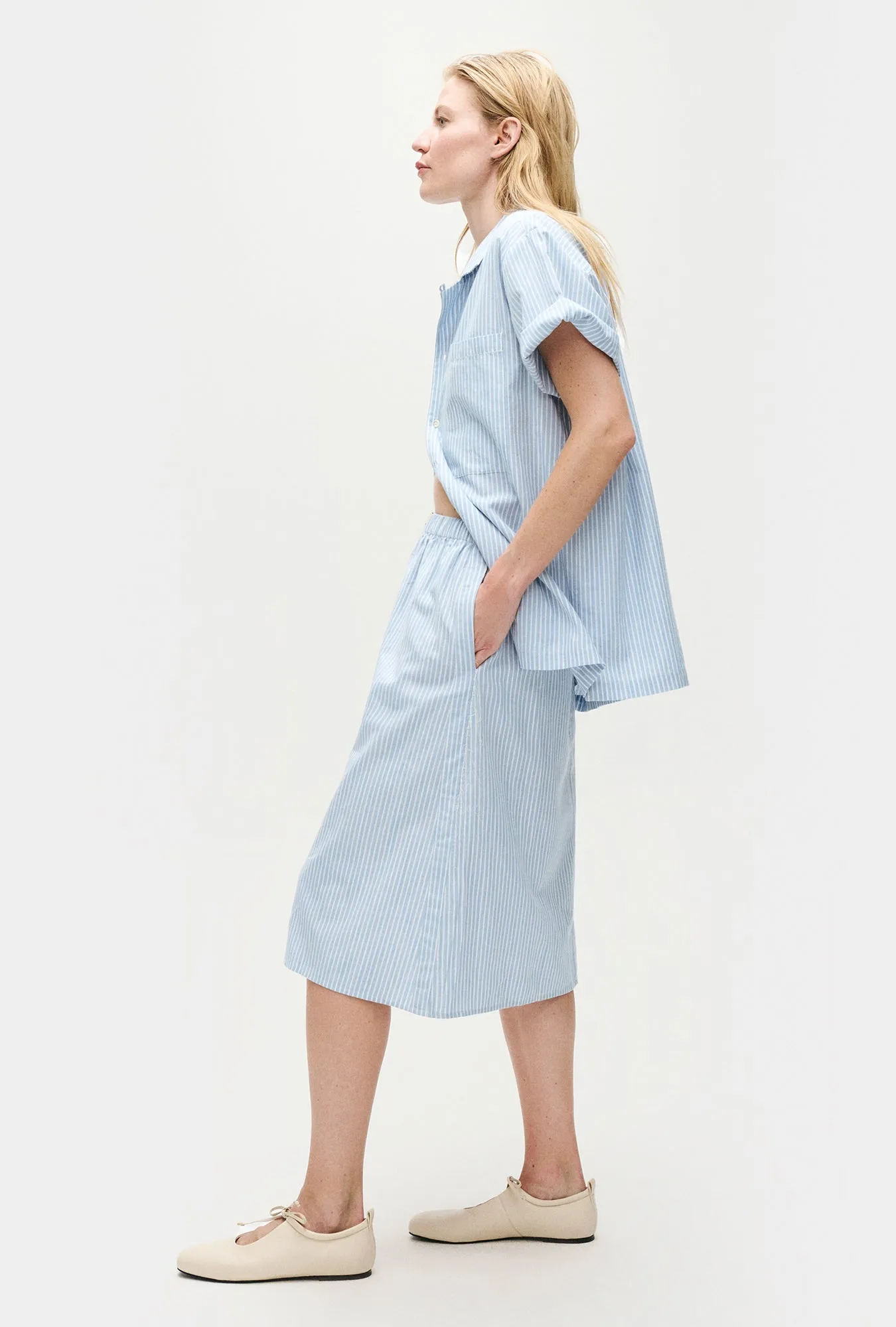 Cotton Midi Skirt Storm Stripe sold by Silk Laundry product image thumbnail 5