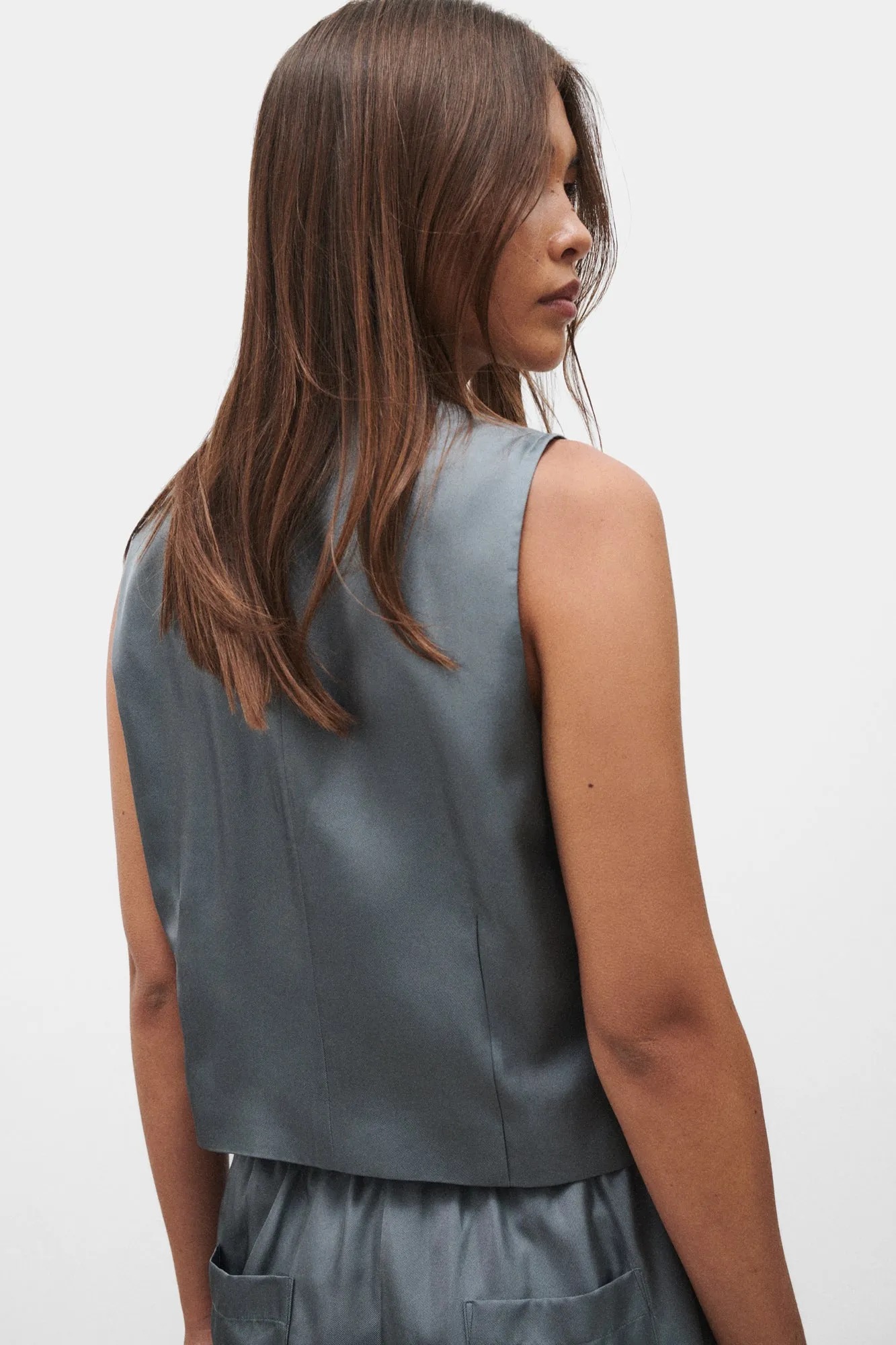 TWILL VEST SLATE sold by Silk Laundry product image thumbnail 4