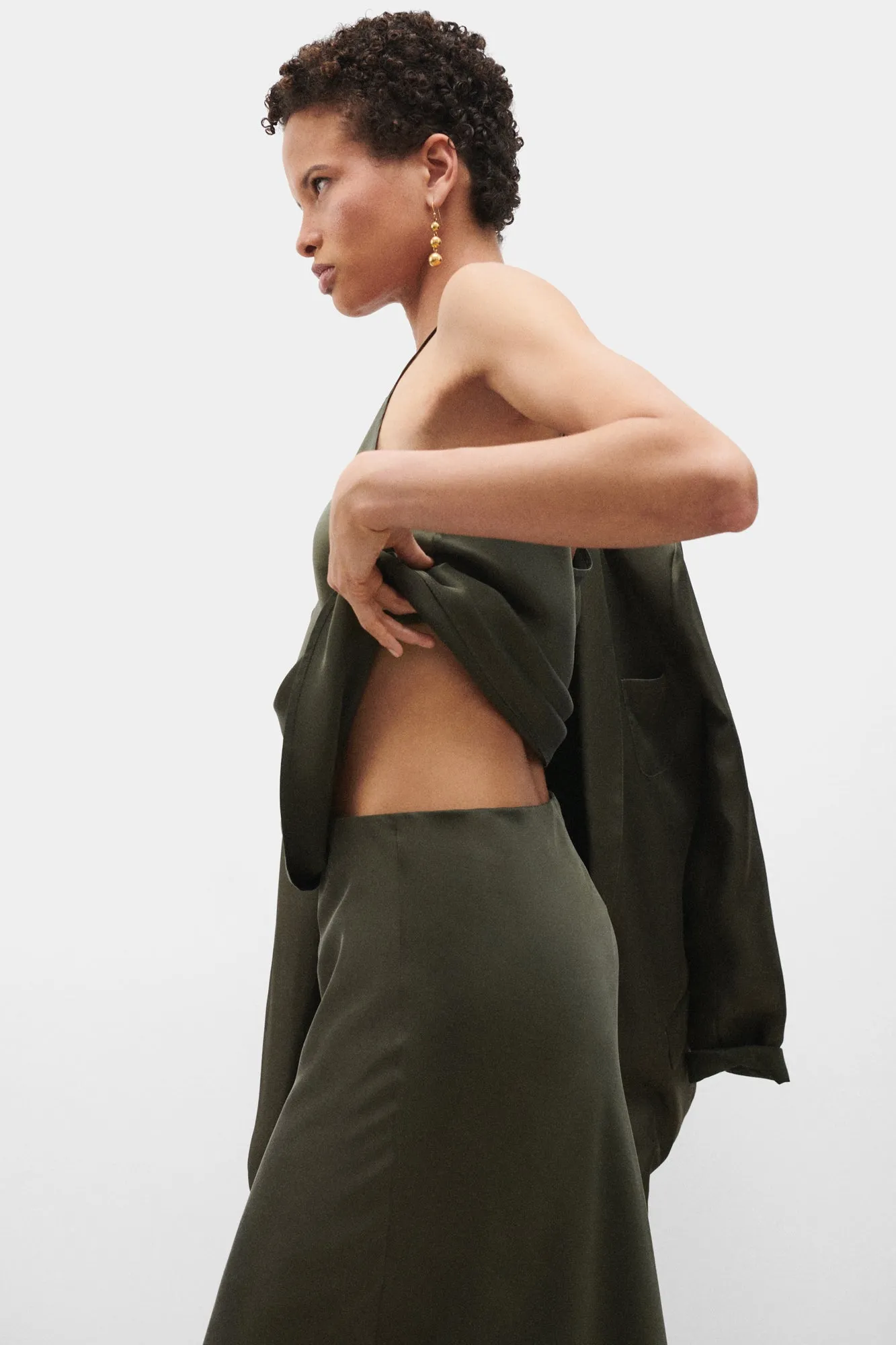 Long Bias Cut Skirt Pine sold by Silk Laundry product image thumbnail 3