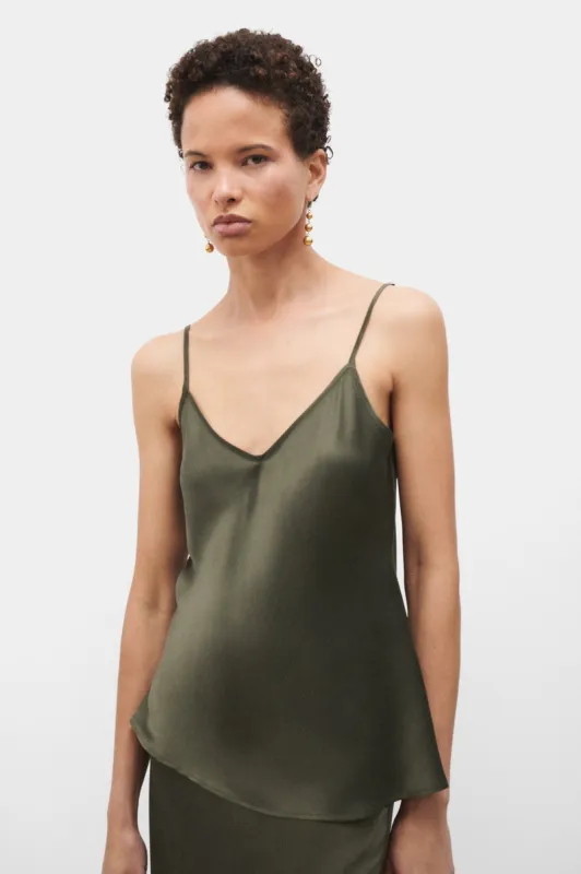 BIAS CUT CAMI PINE sold by Silk Laundry