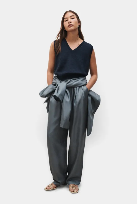 V -NECK SWEATER VEST AZUL MELANGE sold by Silk Laundry