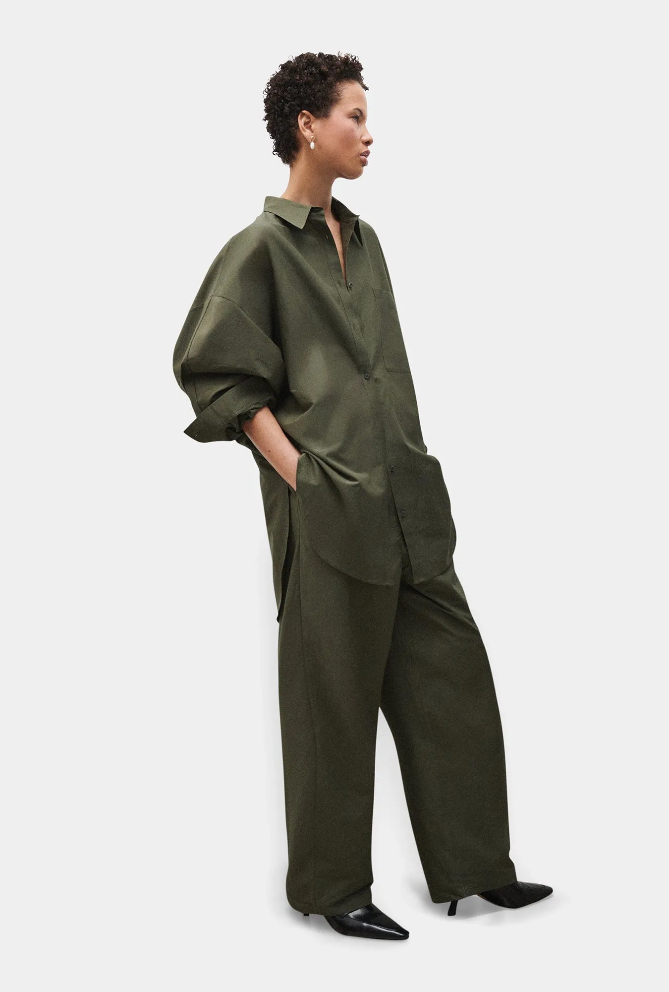 Cotton Silk Round Shirt Pine sold by Silk Laundry