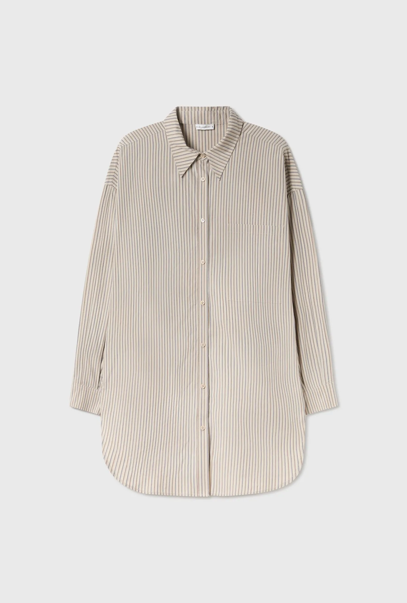 Cotton Round Shirt Slate Stripe sold by Silk Laundry product image thumbnail 2