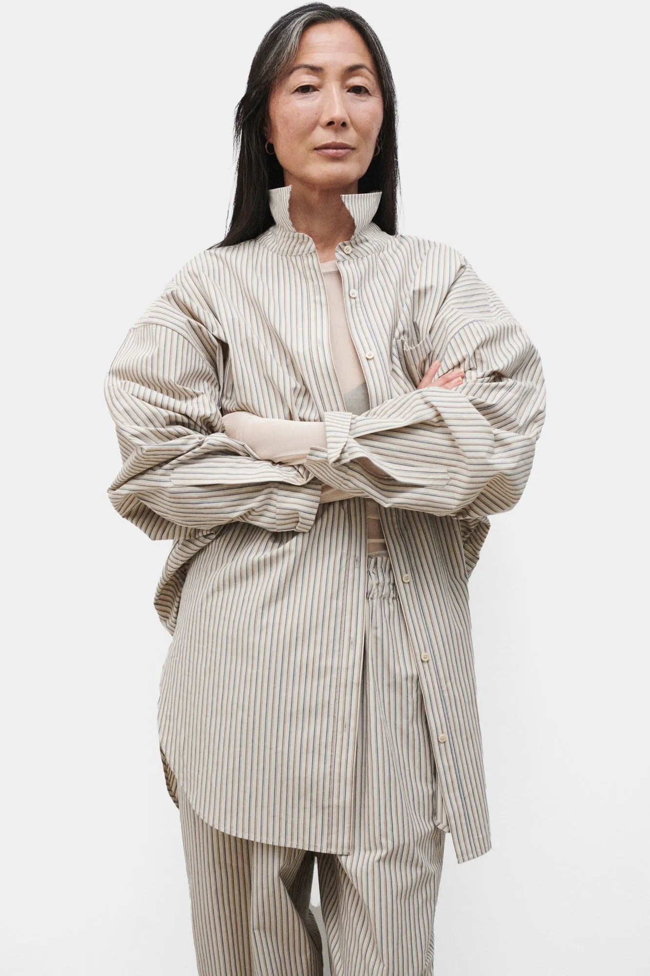 Cotton Round Shirt Slate Stripe sold by Silk Laundry product image thumbnail 3