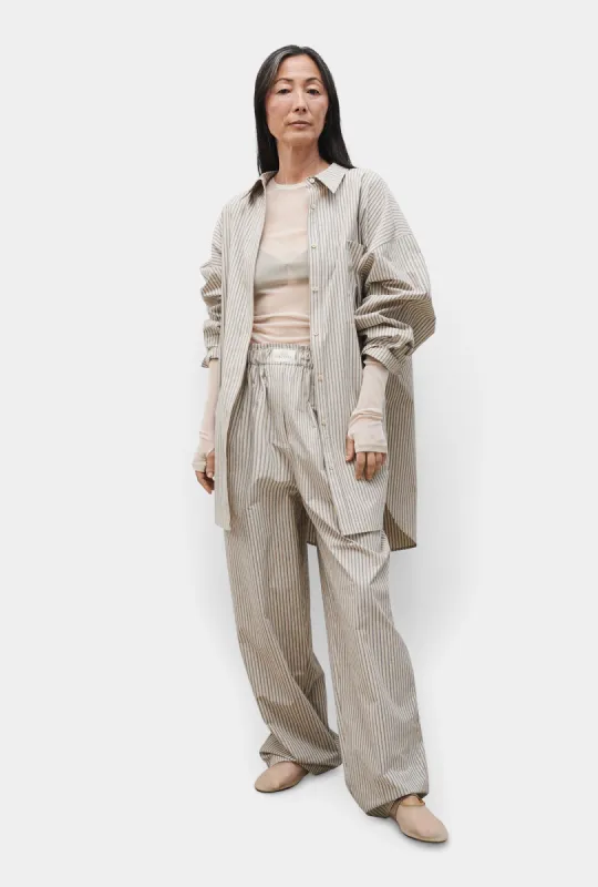 Cotton Round Shirt Slate Stripe sold by Silk Laundry