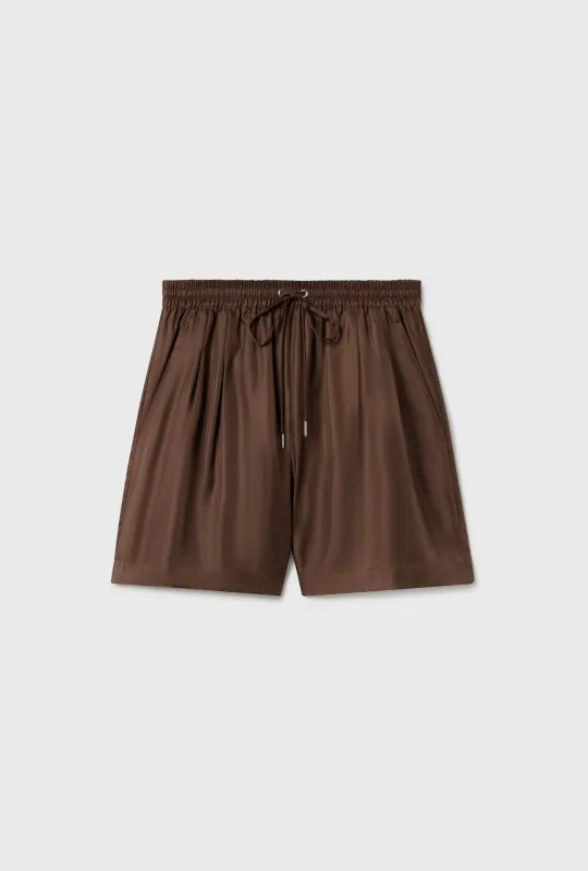 TWILL SLOUCH SHORTS DARK EARTH PINSTRIPE sold by Silk Laundry