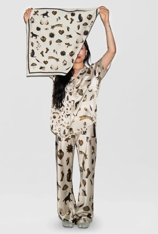 SHORT SLEEVE BOYFRIEND SHIRT 2.0 MIRACLES HAZELNUT sold by Silk Laundry