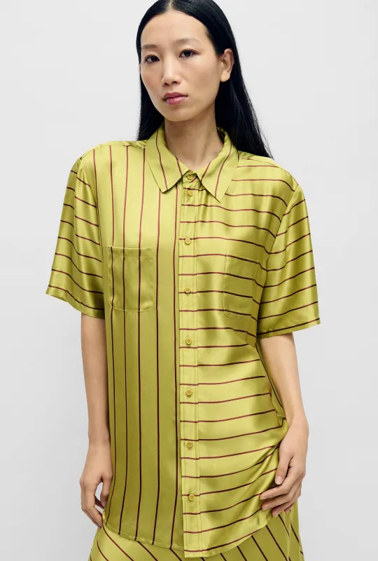 SHORT SLEEVE BOYFRIEND SHIRT 2.0 CACTUS STRIPE sold by Silk Laundry