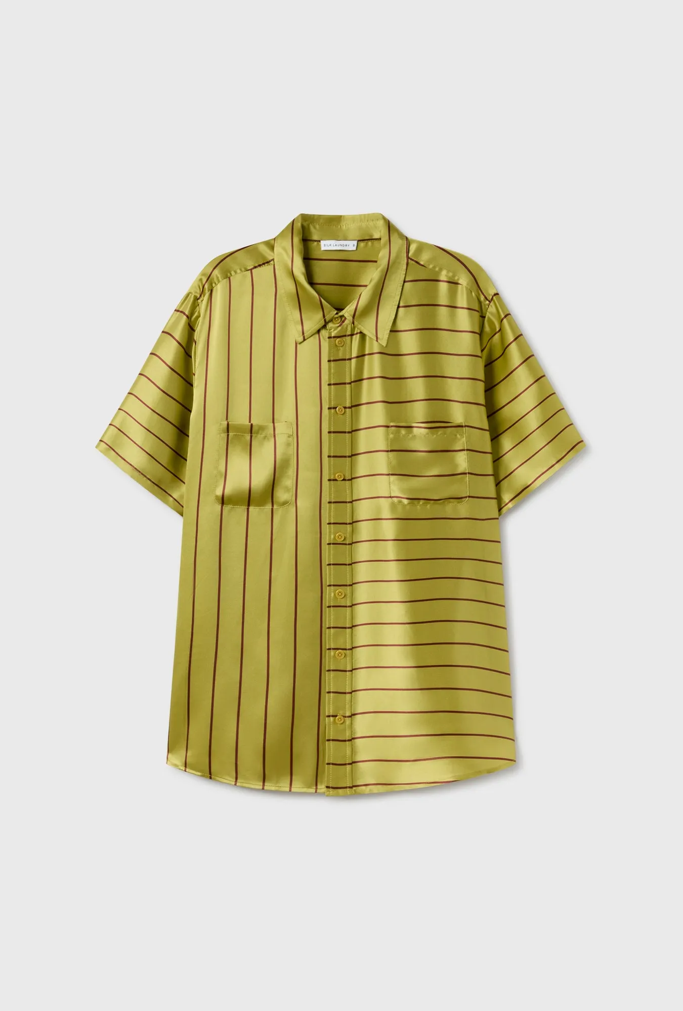 SHORT SLEEVE BOYFRIEND SHIRT 2.0 CACTUS STRIPE sold by Silk Laundry product image thumbnail 2