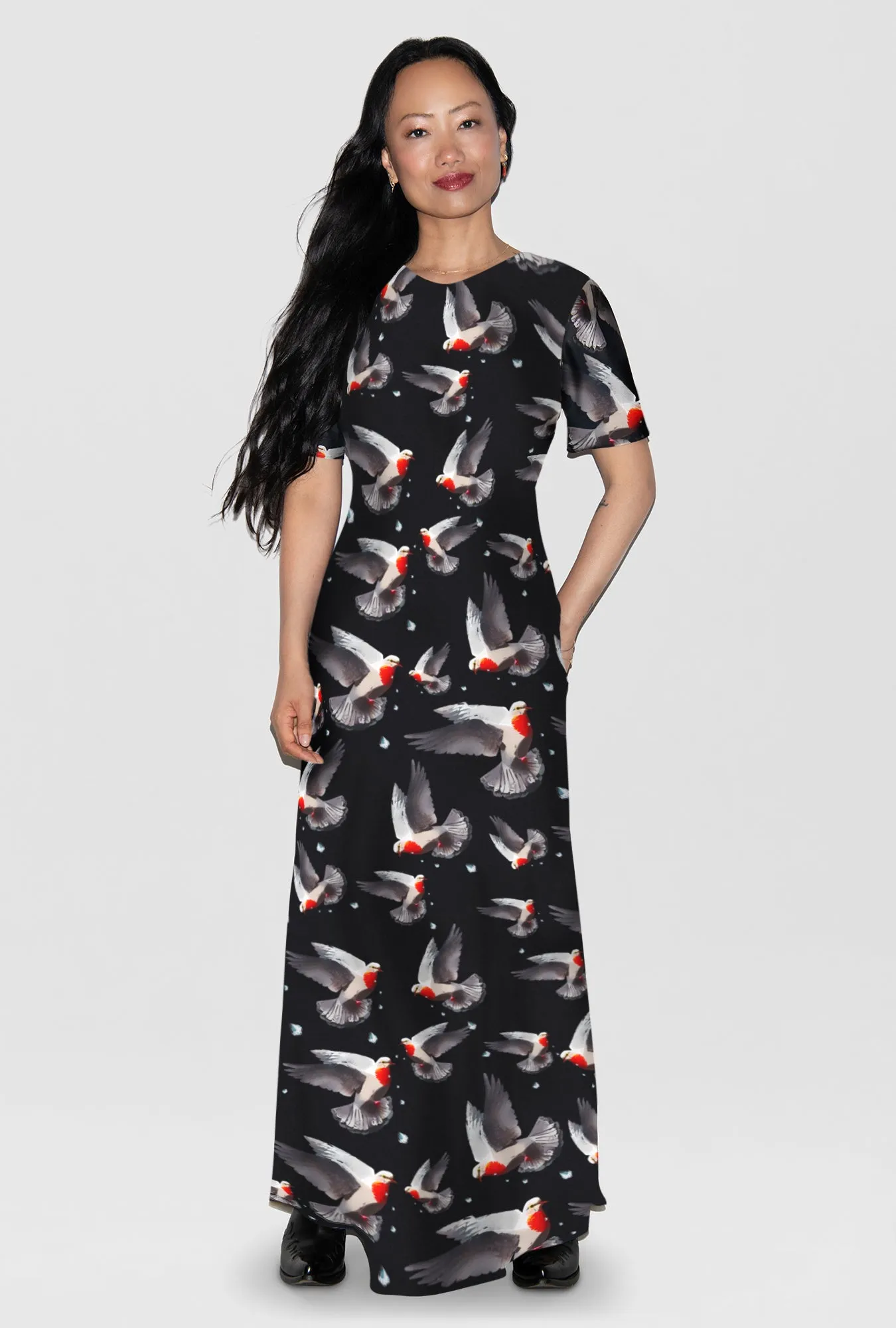SHORT SLEEVE BIAS DRESS BLEEDING DOVE sold by Silk Laundry