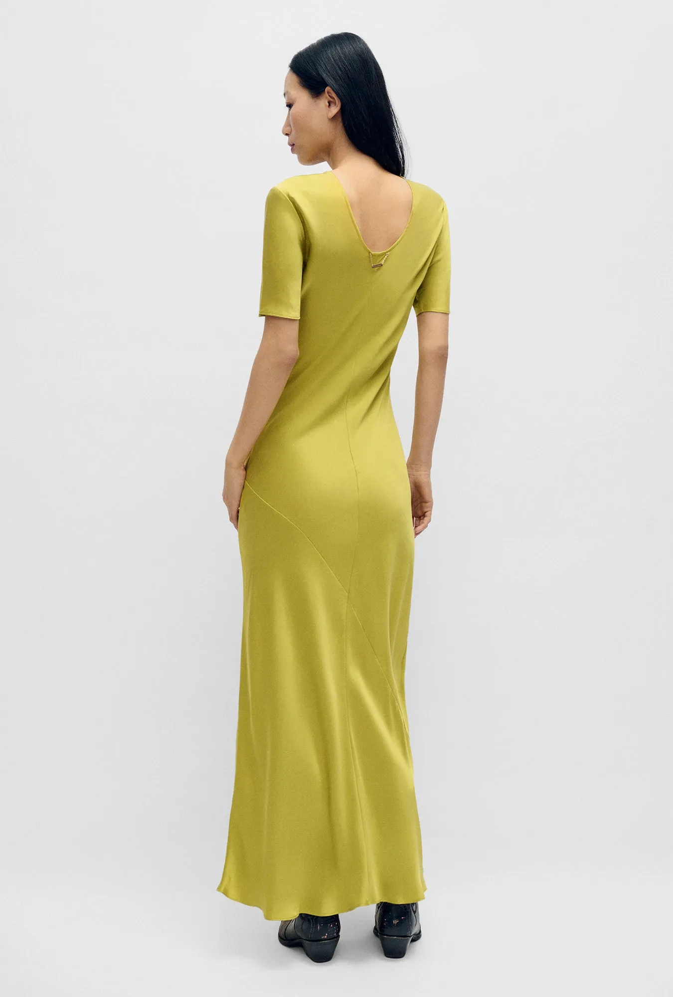 Short Sleeve Bias Dress Cactus sold by Silk Laundry product image thumbnail 3