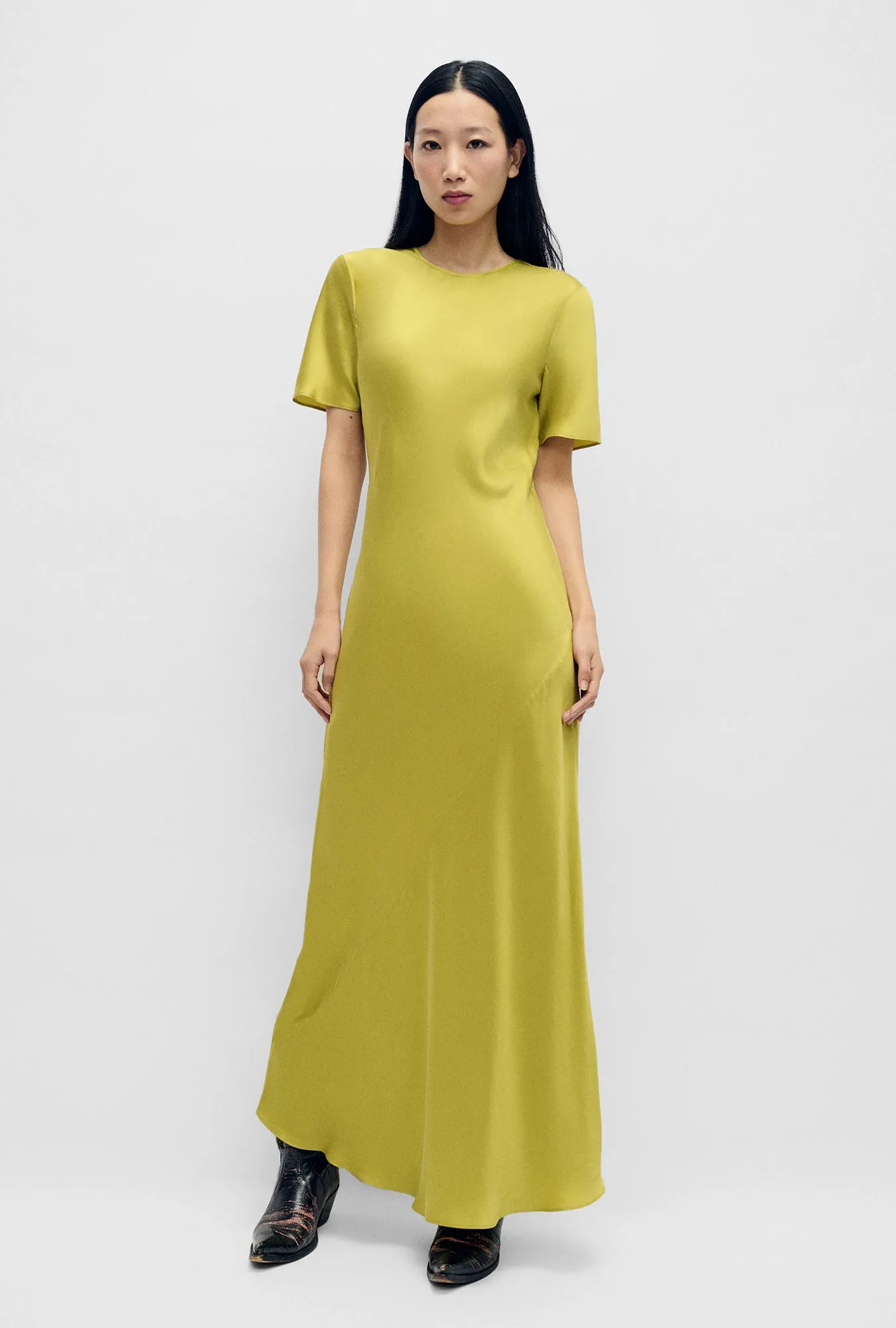 Short Sleeve Bias Dress Cactus sold by Silk Laundry