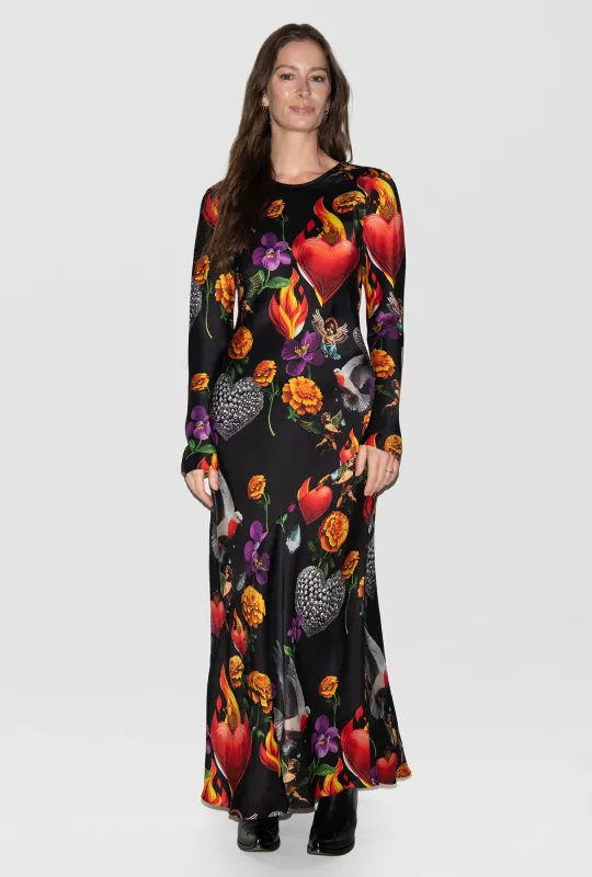FULL SLEEVE BIAS DRESS DEARLY BELOVED BLACK sold by Silk Laundry