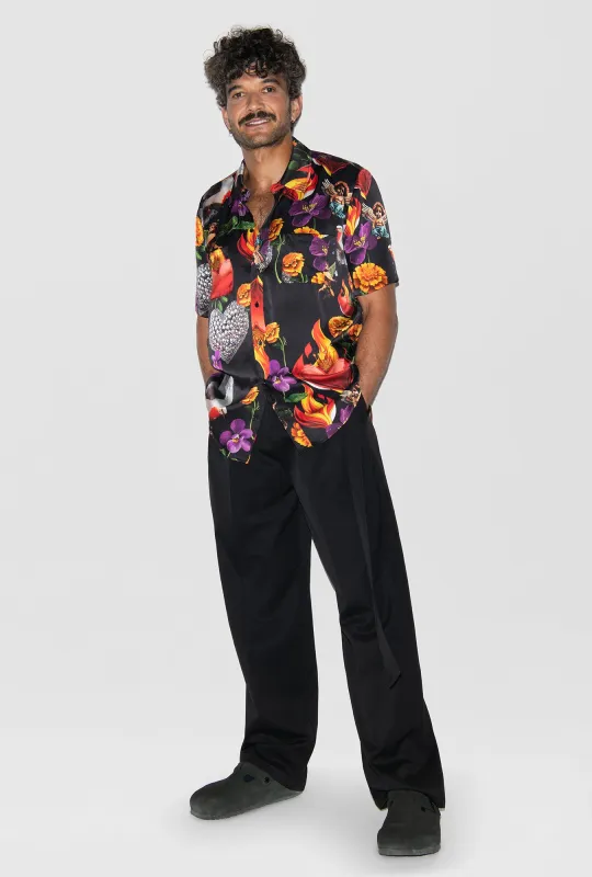 SHORT SLEEVE BOYFRIEND SHIRT DEARLY BELOVED BLACK sold by Silk Laundry