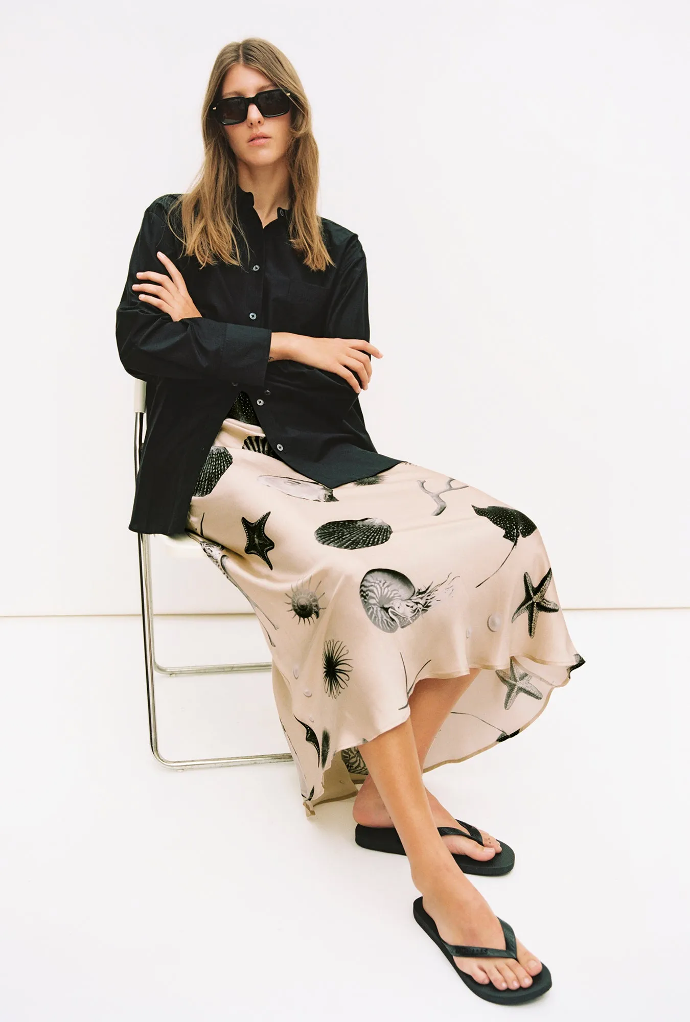 Long Bias Cut Skirt Seashells sold by Silk Laundry product image thumbnail 4