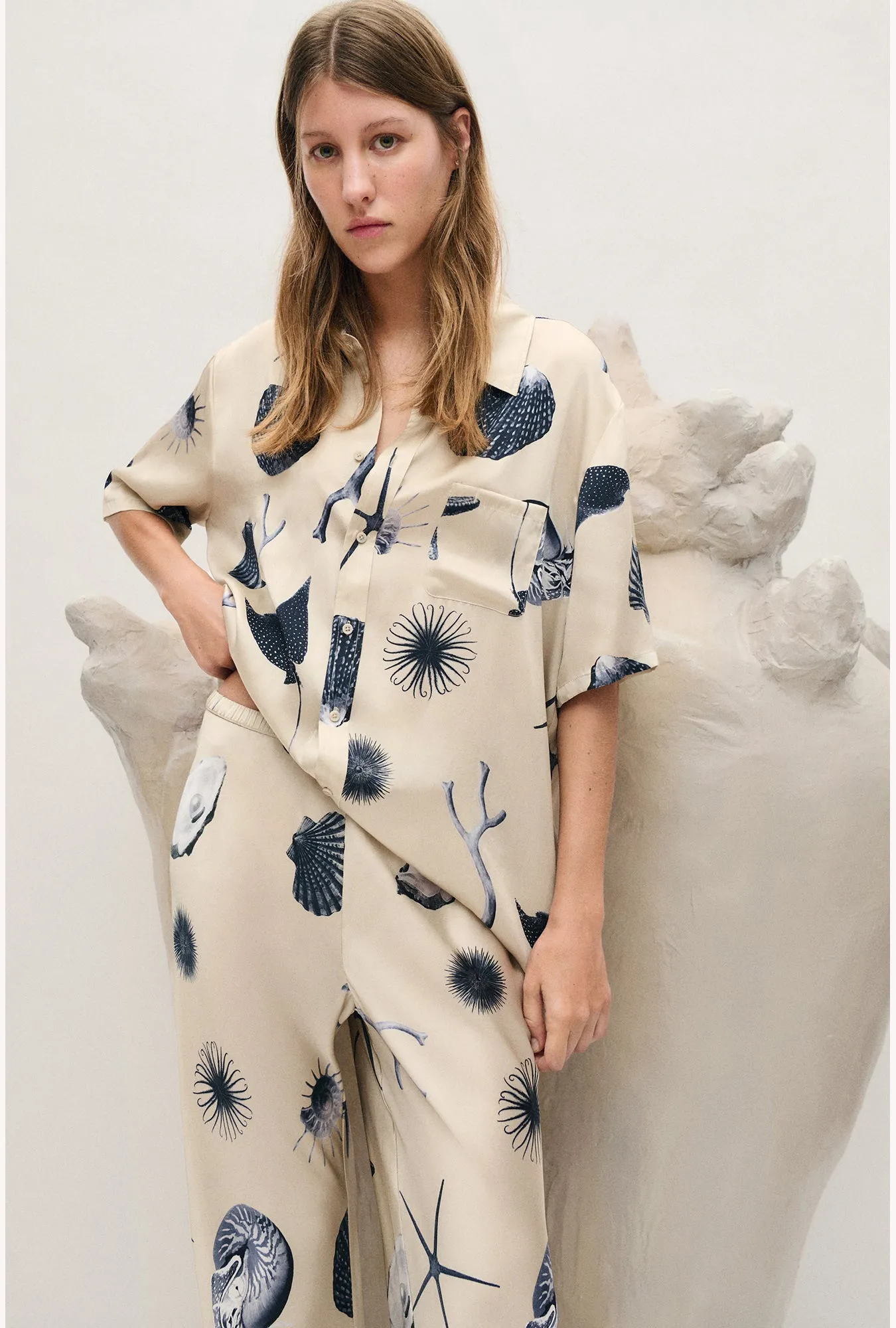 Short Sleeve Boyfriend Shirt Seashells sold by Silk Laundry product image thumbnail 2