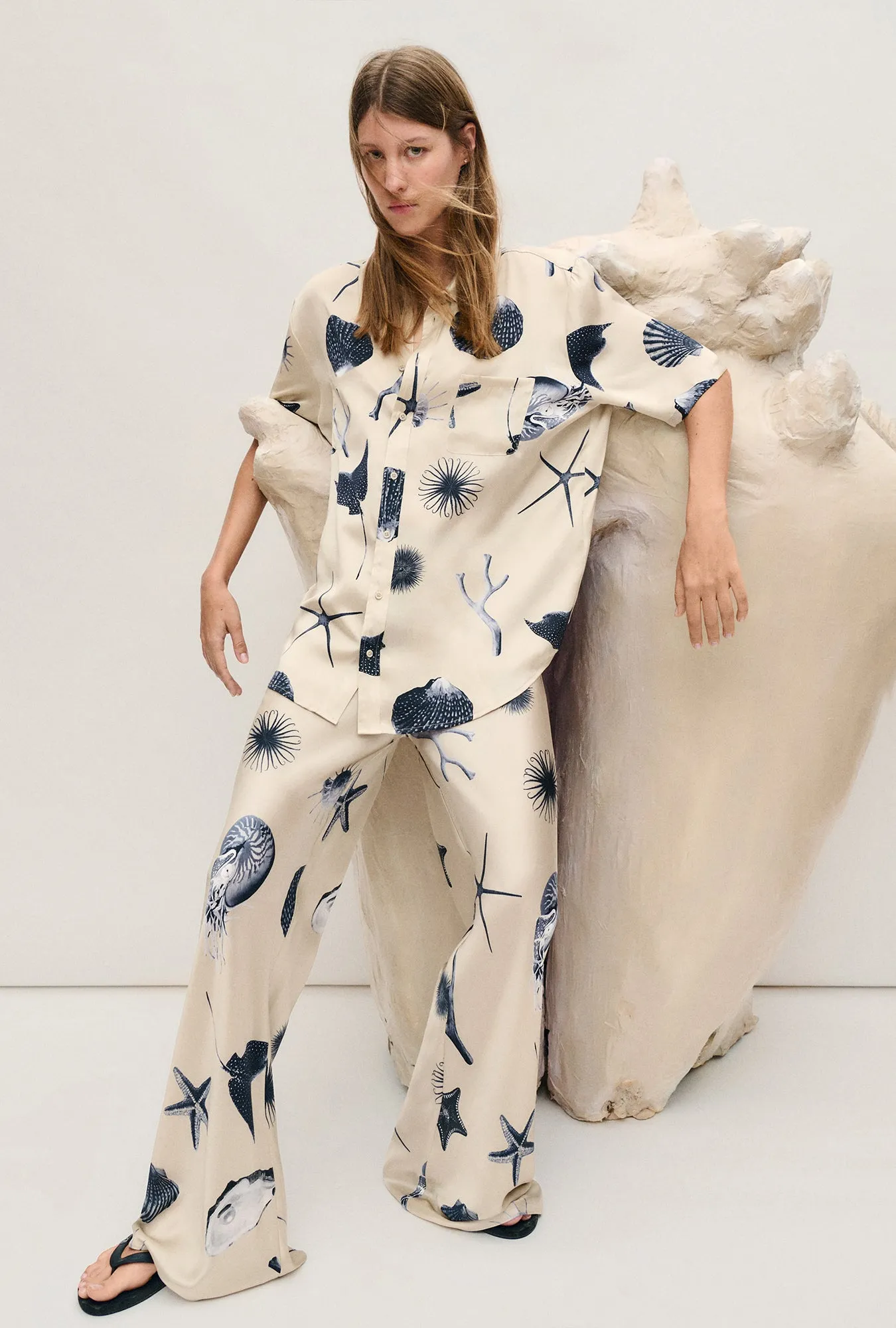 Short Sleeve Boyfriend Shirt Seashells sold by Silk Laundry product image thumbnail 3