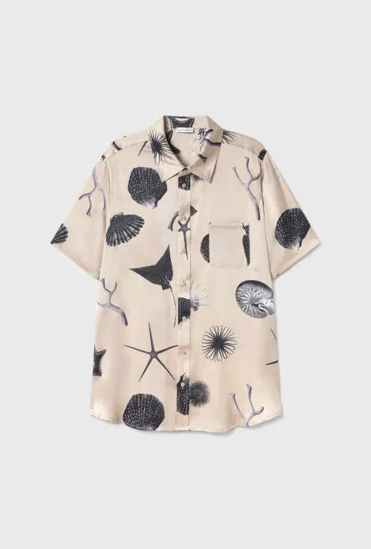 SHORT SLEEVE BOYFRIEND SHIRT SEASHELLS sold by Silk Laundry