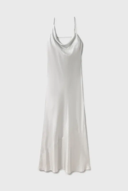 CARRIE DRESS SILVER FOIL sold by Silk Laundry