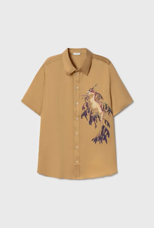 SHORT SLEEVE BOYFRIEND SHIRT SEAHORSE sold by Silk Laundry