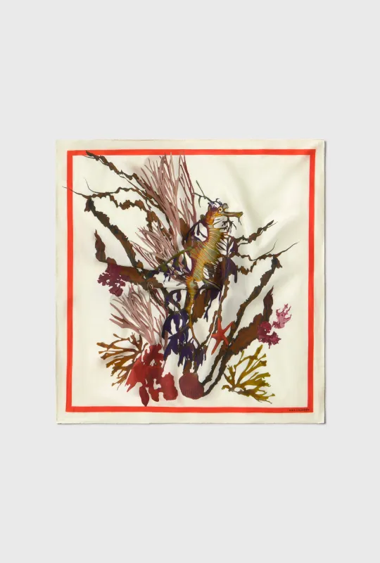COTTON SILK SCARF SEAHORSE sold by Silk Laundry