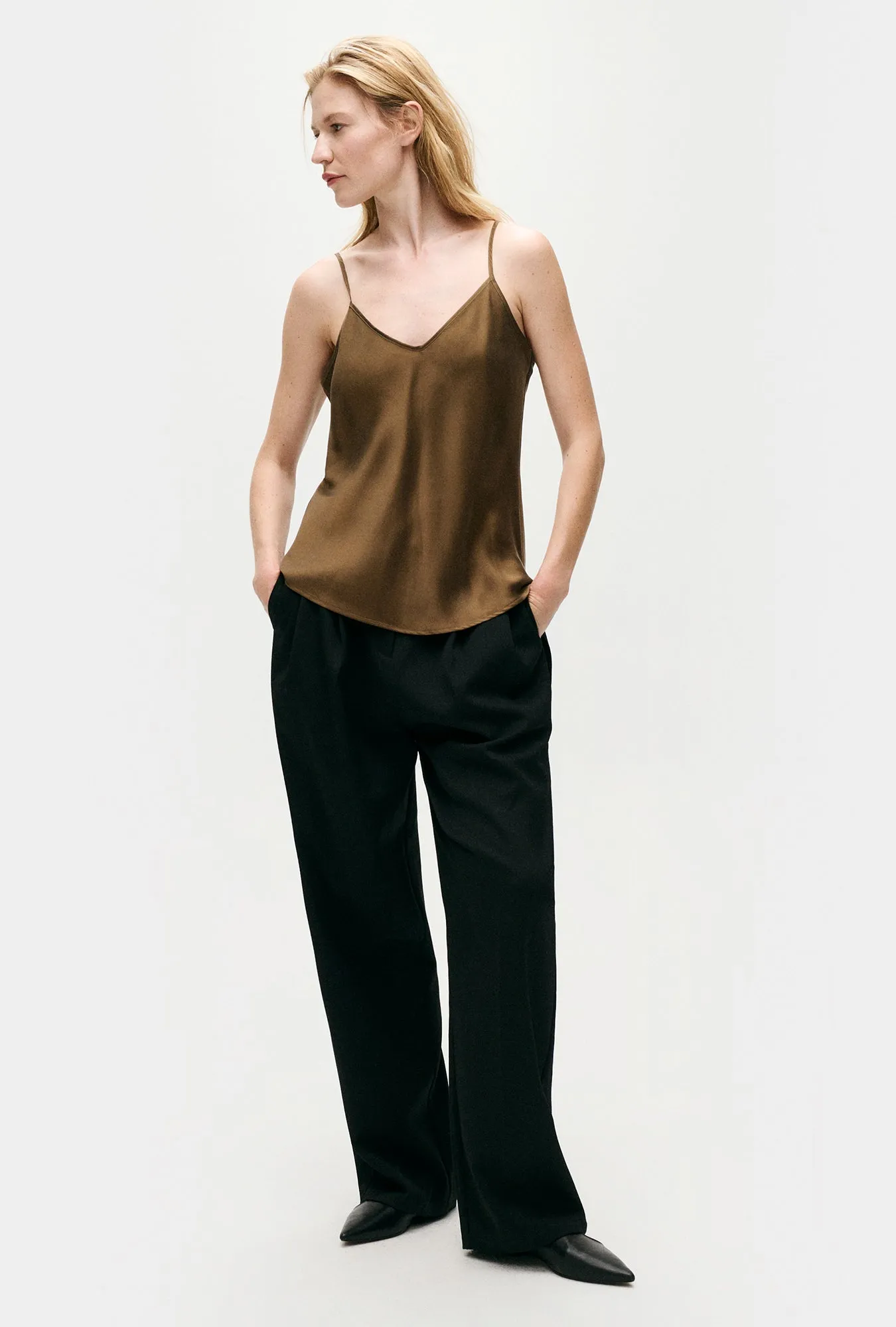 BIAS CUT CAMI DARK EARTH sold by Silk Laundry product image thumbnail 4