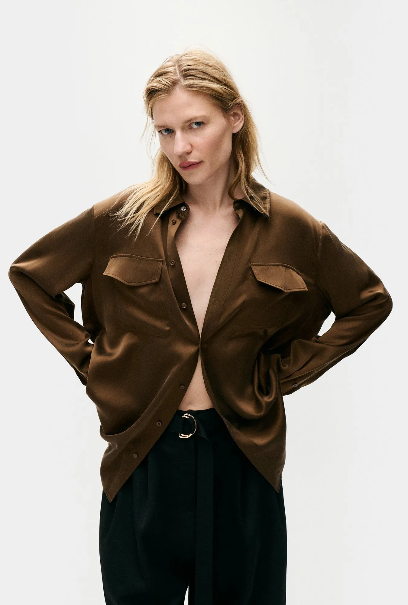 Boyfriend Shirt Dark Earth sold by Silk Laundry product image thumbnail 2